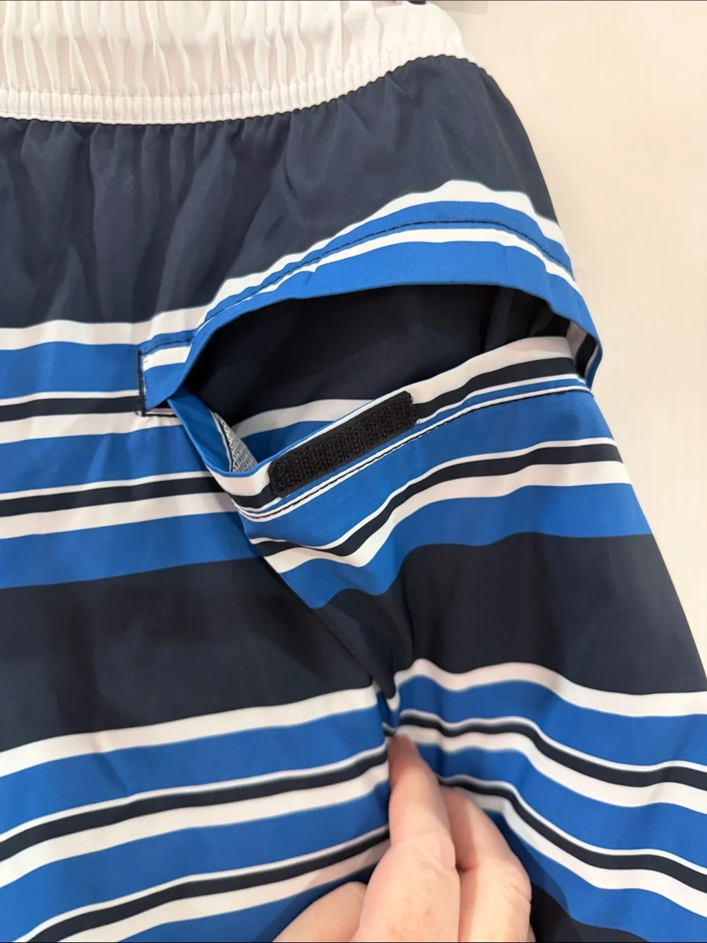 Men's Nautica Striped Blue Swim Trunks - Elastic Waist with Drawstring